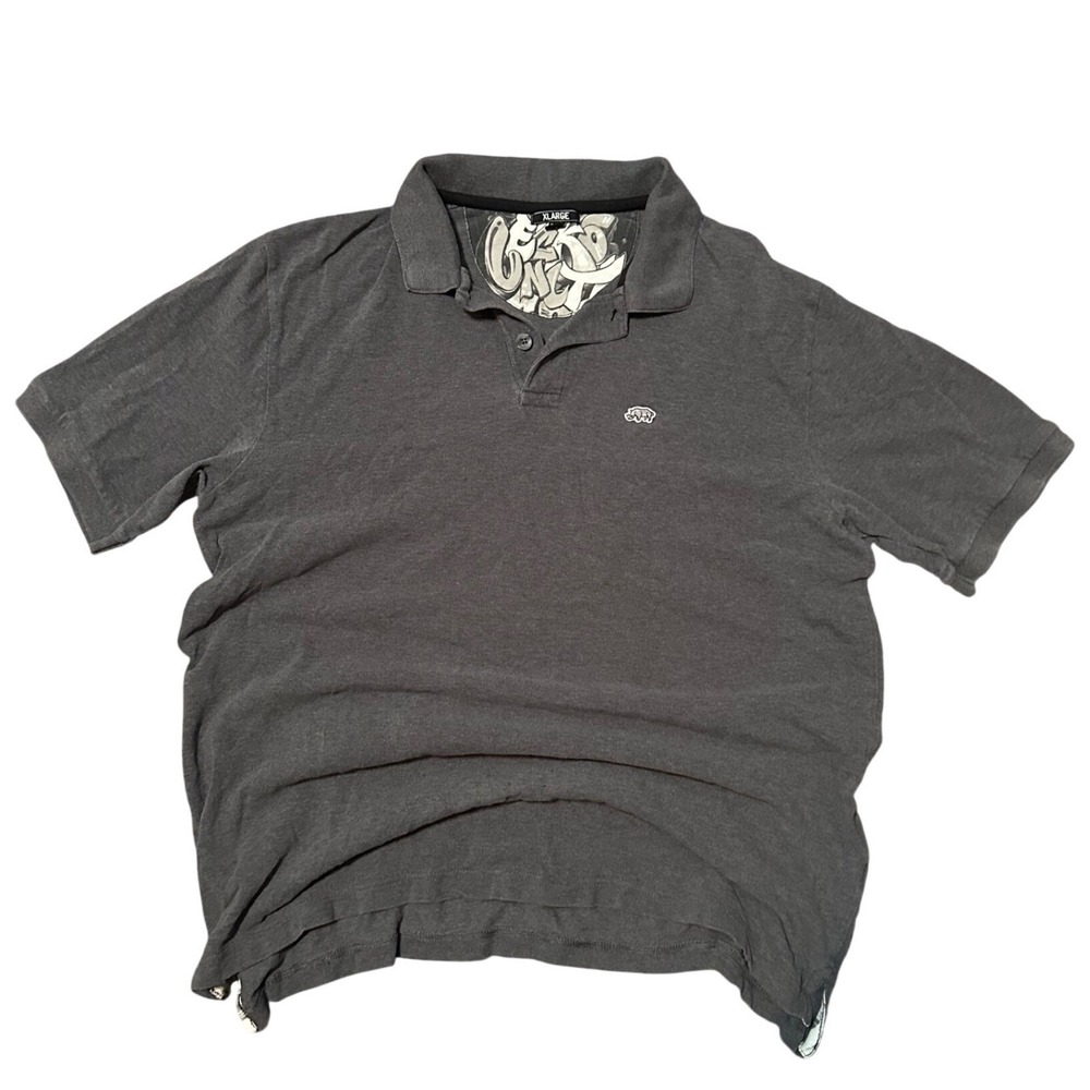 Ecko Unlimited Mens Gray Short Sleeve Graphic Collar Polo‎ Shirt